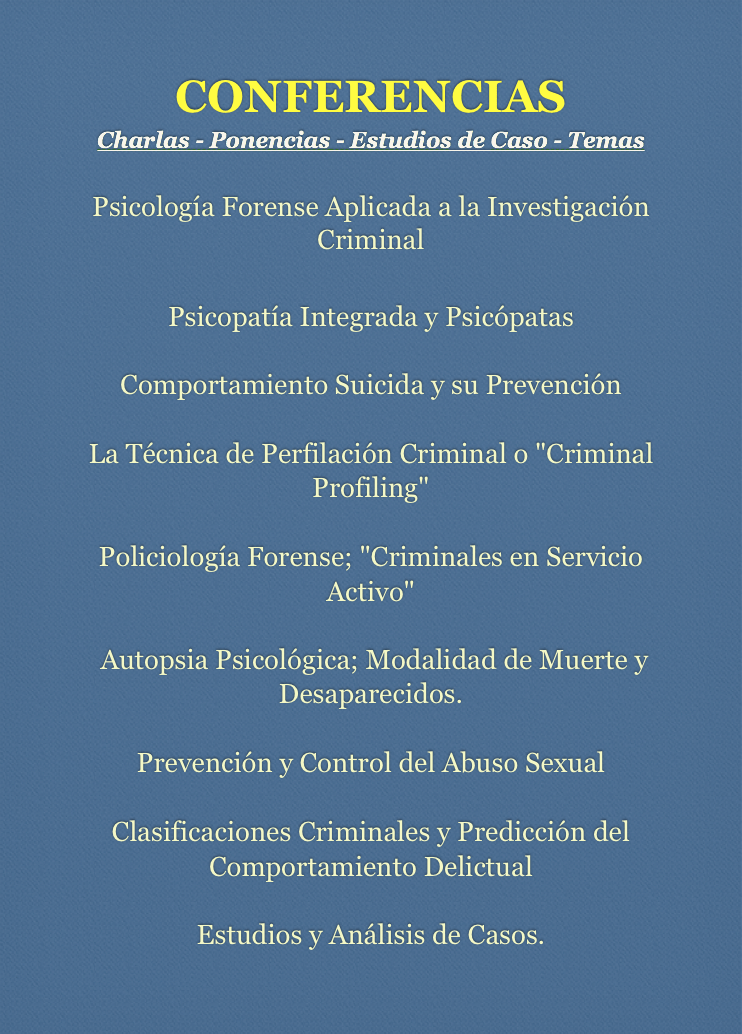 Conferencias de Cristián Araos Diaz sobre psicología forense y criminal