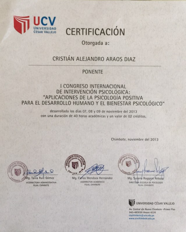 Universidad Cesar Vallejo, Cristián Araos Diaz.